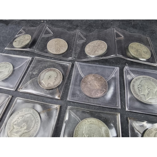 780 - Coins: nine various George V .500 silver half crowns; together with seven various George V silver fl... 