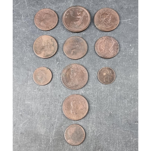 785 - Coins: a quantity of Georgian and later copper coins; to include a good grade George III 1806 penny.... 