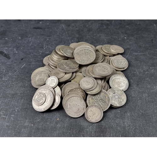 801 - Coins: a quantity of George V and George VI .500 silver coinage, 995g.