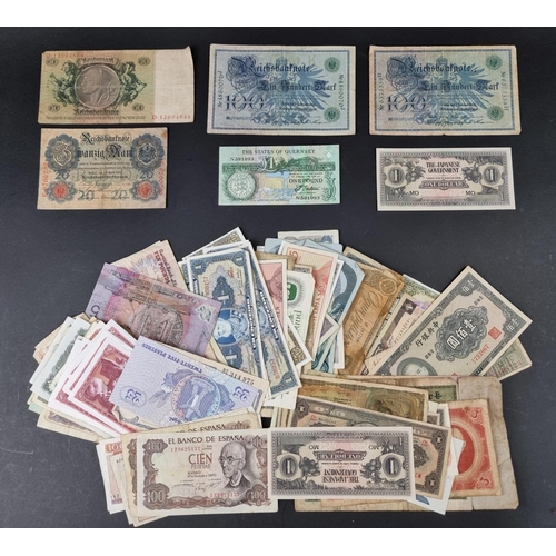 805 - Banknotes: an interesting group of world notes and military issue currency notes, to include a Natio... 