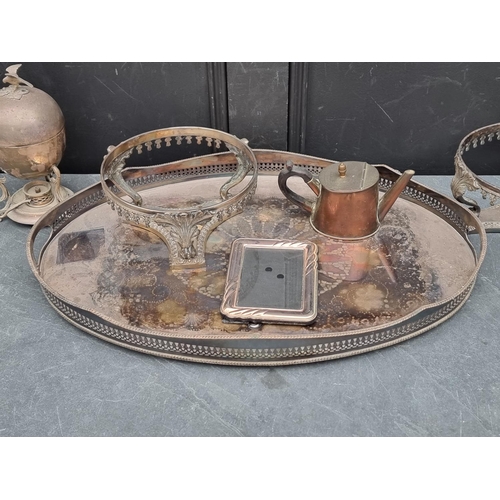 1625 - A small group of silver plate, to include a large oval tray, 60cm. (6)