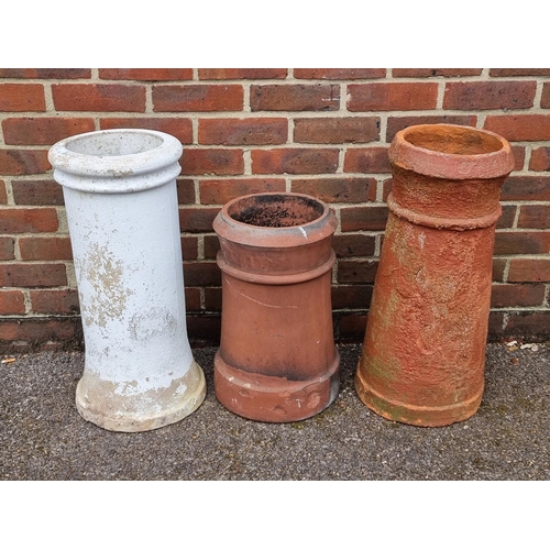 1635 - Three old chimney pots, largest 63cm high. (3)