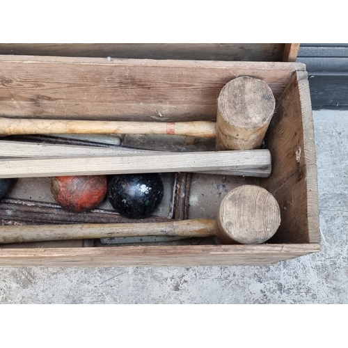 1637 - An old Jaques croquet set. 