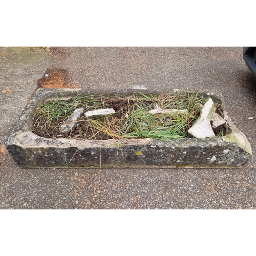 1649 - A large antique sandstone rectangular trough, 109cm wide.