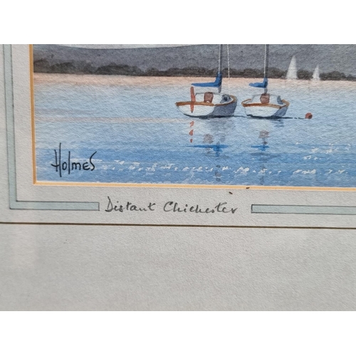 1335 - David Holmes, 'Distant Chichester', signed, watercolour, 18 x 27cm.