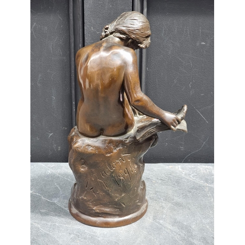 1434 - A bronzed resin seated nude, 36cm high.