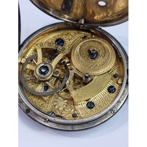 730 - An unusual George III silver open face key wind skeletonised pocket watch, with duplex escapement mo... 