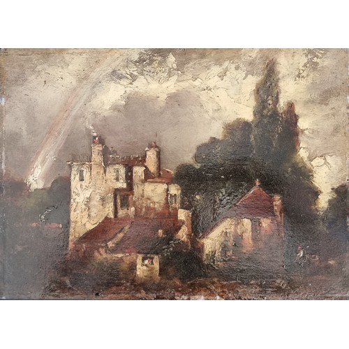 1331 - Follower of John Constable, 'Old House, Hampstead', oil on board, 24.5 x 34.5cm.... 