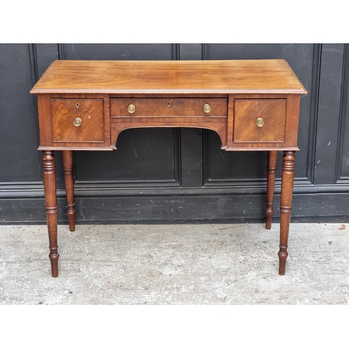 1007 - A George IV mahogany kneehole side table, 97cm wide.