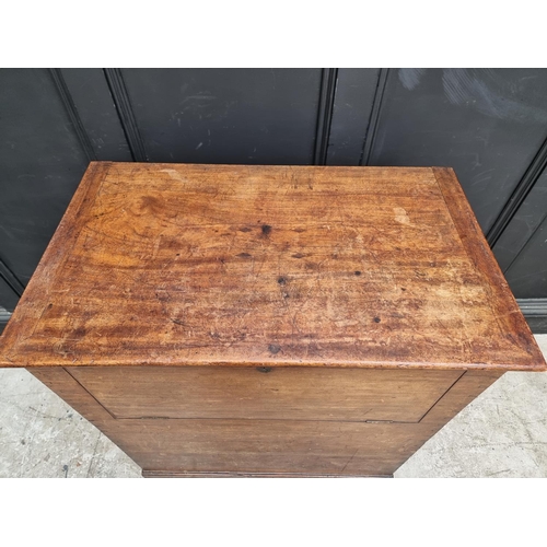 1010 - An unusual antique mahogany chest, with hinged top and fall front, 84cm wide.