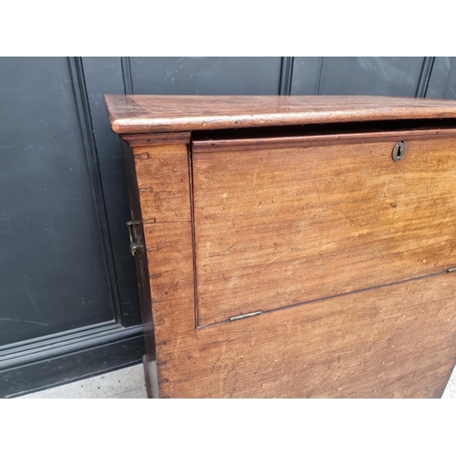 1010 - An unusual antique mahogany chest, with hinged top and fall front, 84cm wide.