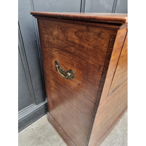 1010 - An unusual antique mahogany chest, with hinged top and fall front, 84cm wide.