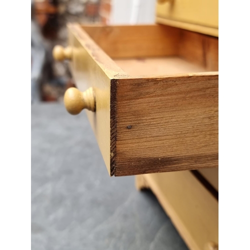 1011 - An old miniature painted pine chest of drawers, 31.5cm high x 32cm wide.