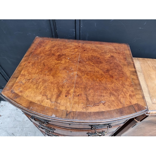 1016 - A small walnut bowfront chest of drawers, 45cm wide; together with another small walnut side ca... 