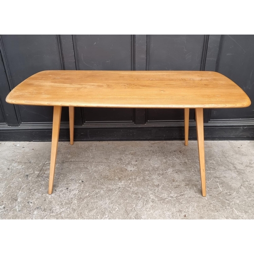 1031 - A mid-century Ercol elm and beech 382 Windsor dining table, 152cm long.