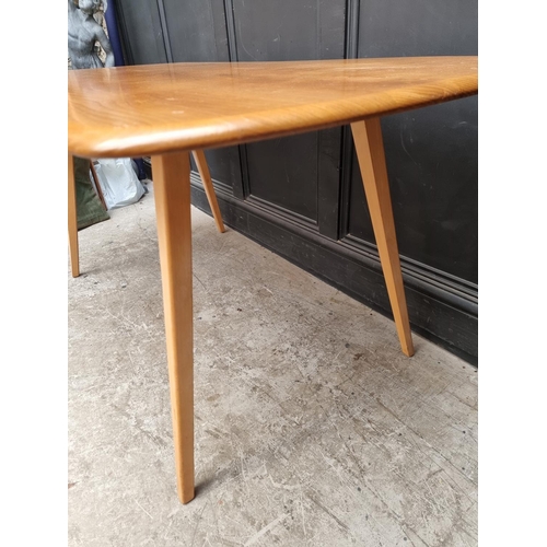 1031 - A mid-century Ercol elm and beech 382 Windsor dining table, 152cm long.