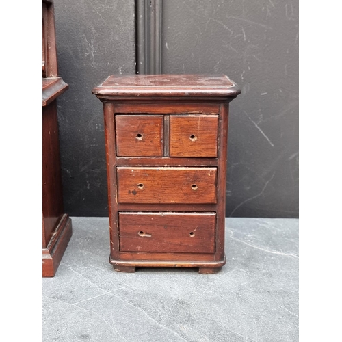 1036 - A miniature Victorian mahogany chiffonier, 30cm high x 20.5cm wide; together with a similar miniatur... 