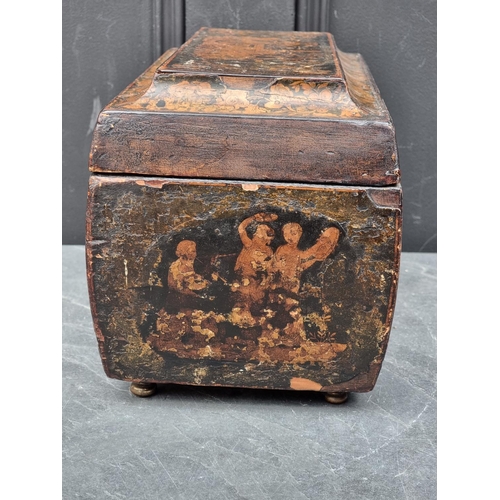 1060 - A Regency penwork tea caddy, with bone escutcheon, 32.5cm wide.