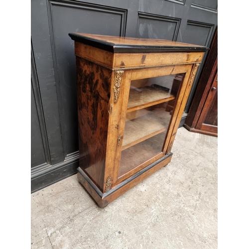 1062 - A late Victorian walnut and inlaid pier cabinet, 81.5cm wide.