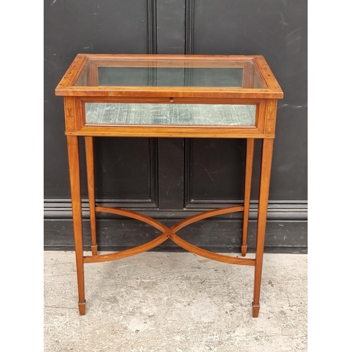 1076 - A late Victorian satinwood and inlaid bijouterie table, 61cm wide.