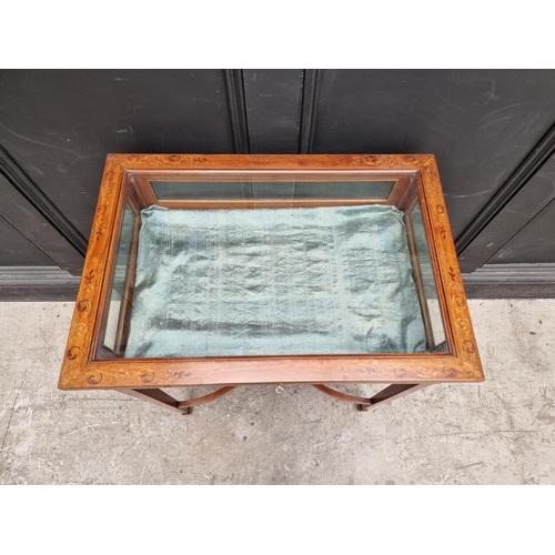 1076 - A late Victorian satinwood and inlaid bijouterie table, 61cm wide.