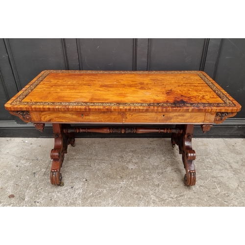 1077 - A good George IV satinwood, ebonized and inlaid library table, stencilled 'From Taprell, Holland &am... 