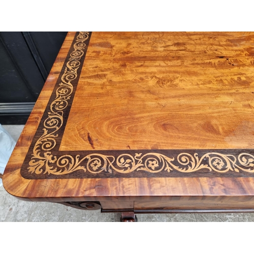 1077 - A good George IV satinwood, ebonized and inlaid library table, stencilled 'From Taprell, Holland &am... 