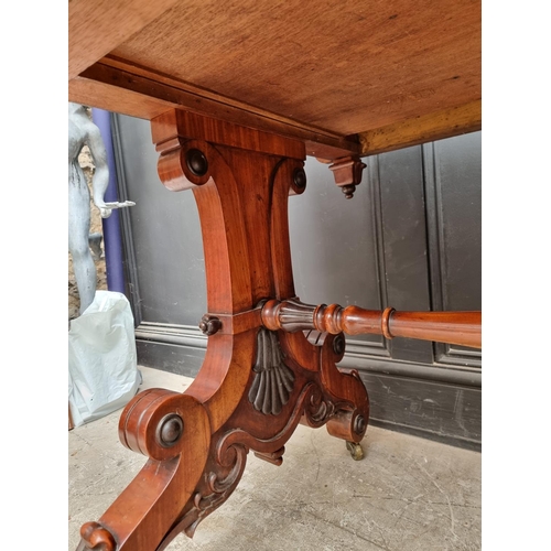 1077 - A good George IV satinwood, ebonized and inlaid library table, stencilled 'From Taprell, Holland &am... 