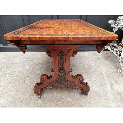 1077 - A good George IV satinwood, ebonized and inlaid library table, stencilled 'From Taprell, Holland &am... 