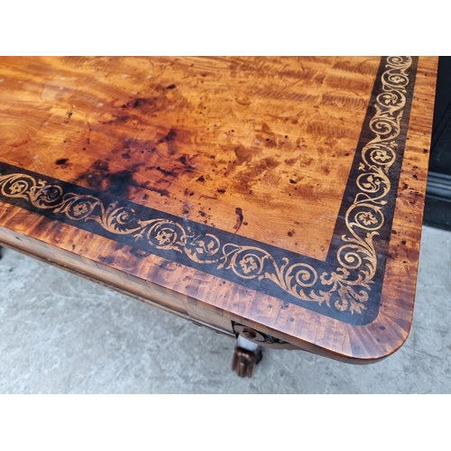 1077 - A good George IV satinwood, ebonized and inlaid library table, stencilled 'From Taprell, Holland &am... 