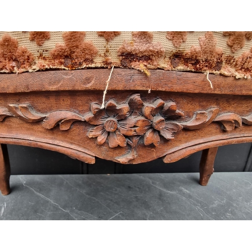 1086 - A circa 1900, Louis XV style, carved walnut window seat, 81cm wide.