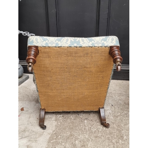 1087 - A pair of late Victorian walnut frame low occasional chairs.