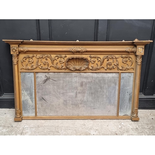 1119 - A George IV gilt framed overmantel mirror, 86 x 149cm.