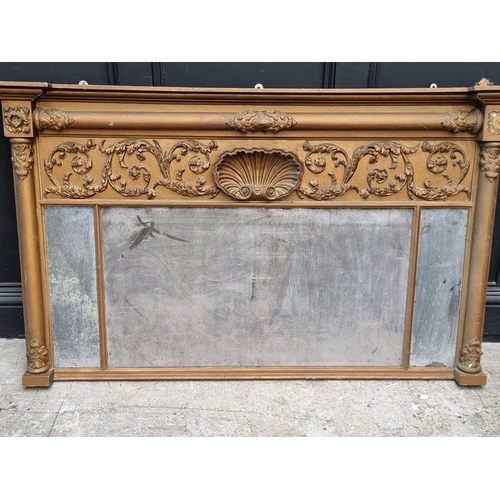 1119 - A George IV gilt framed overmantel mirror, 86 x 149cm.