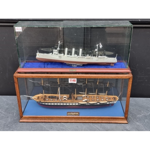 1148 - Two glass cased model boats, comprising 'SS Great Britain' and 'SMS Emden', former 47cm wide. (2)... 