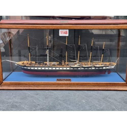 1148 - Two glass cased model boats, comprising 'SS Great Britain' and 'SMS Emden', former 47cm wide. (2)... 