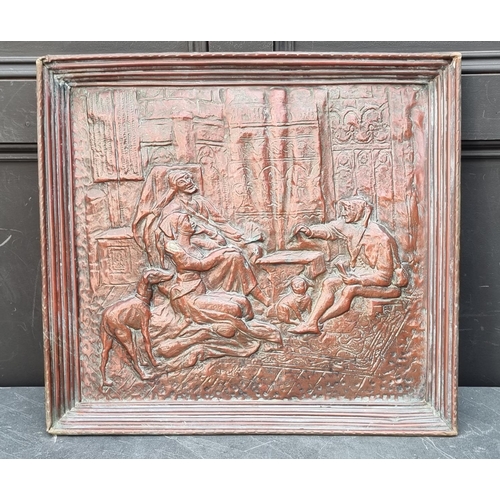 1152 - A large copper rectangular relief plaque, 55 x 59cm.