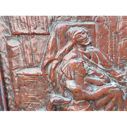 1152 - A large copper rectangular relief plaque, 55 x 59cm.