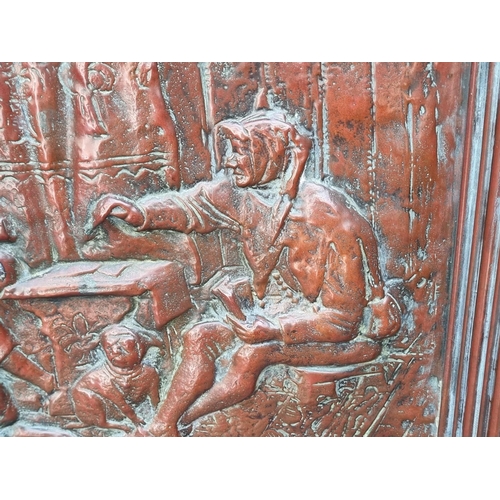 1152 - A large copper rectangular relief plaque, 55 x 59cm.