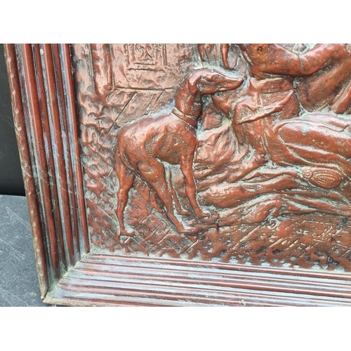 1152 - A large copper rectangular relief plaque, 55 x 59cm.