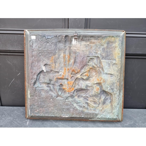 1152 - A large copper rectangular relief plaque, 55 x 59cm.