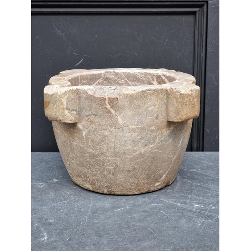 1153 - An antique Italian Brescia marble mortar, 23cm high x 41cm diameter.