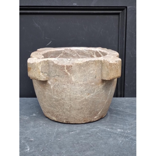 1153 - An antique Italian Brescia marble mortar, 23cm high x 41cm diameter.