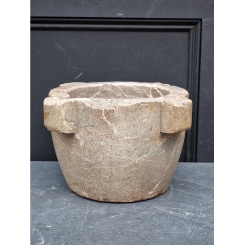 1153 - An antique Italian Brescia marble mortar, 23cm high x 41cm diameter.