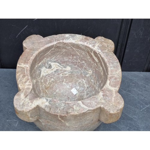 1153 - An antique Italian Brescia marble mortar, 23cm high x 41cm diameter.