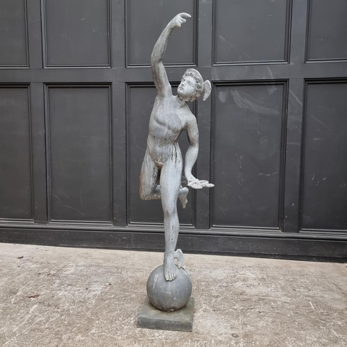 1154 - A large lead figure of Mercury, 121.5cm high.