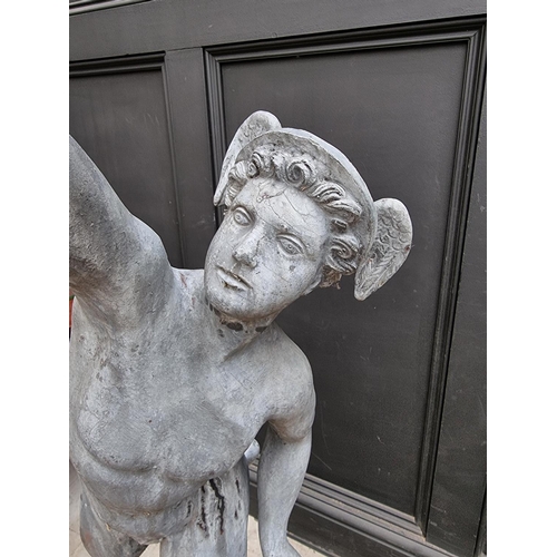 1154 - A large lead figure of Mercury, 121.5cm high.