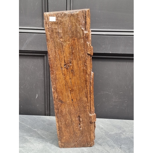 1155 - An antique carved oak pillar fragment, possibly 17th century or earlier, 60cm long.