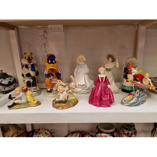 1173 - Two Kevin Francis 'Looney Tunes' character jugs; together with five Royal Doulton figures; a Royal W... 