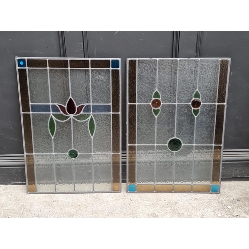 1191 - Two similar stained and leaded glass panels, 80 x 55.5cm.